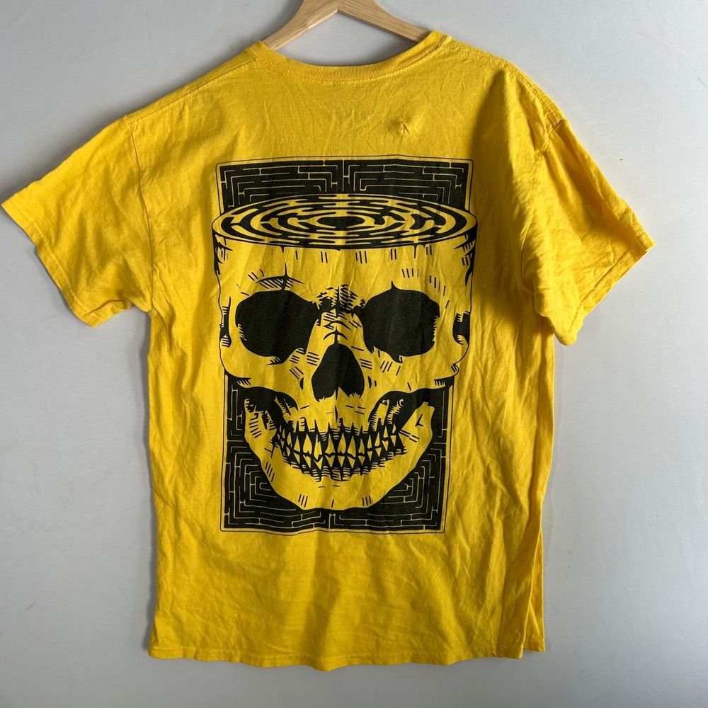 Sugarhill Brainwashed LA Yellow Graphic Print Skull T-Shirt LG Streetwear Trippy - Picture 3 of 13